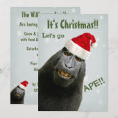 Invitation C'est Noël ! Allons vers les singes !! (Devant / Derrière)