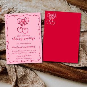 Invitation C'est notre petite cerise sur le gâteau pour son 1
