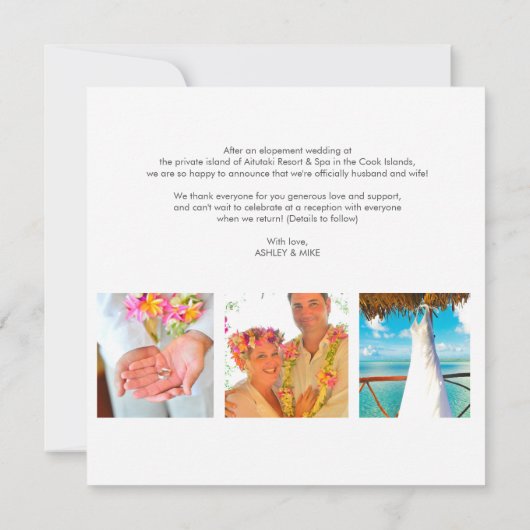 Invitation C'est officiel, mariage en marbre carré photo cuiv (Dos)