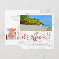 C'est officiel, mariage en marbre carré photo cuiv