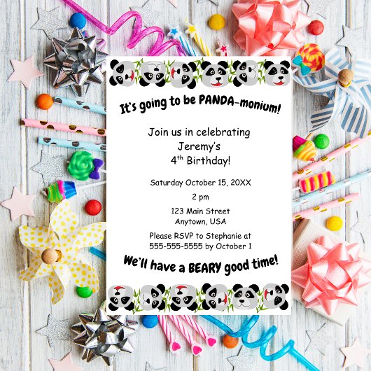 Invitation C'est Panda-monium
