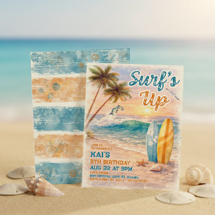Invitation C'est parti pour la fête d'anniversaire Rétro Aqua