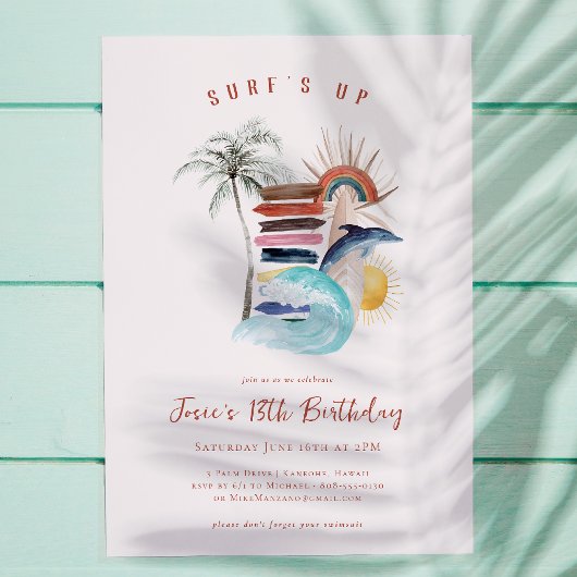 Invitation C'est parti pour la surf | Anniversaire de surf d'