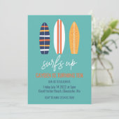 Invitation C'est parti pour le surf Fête d'anniversaire garço (Debout devant)