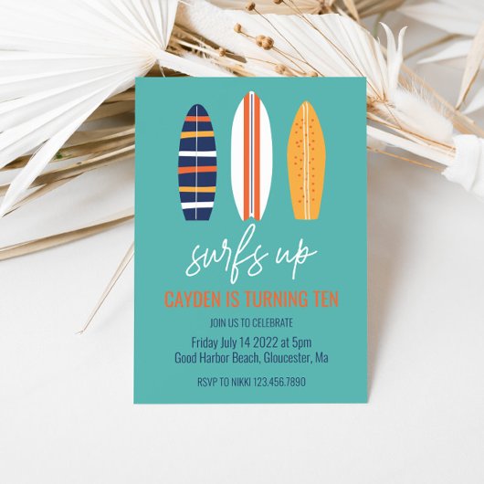 Invitation C'est parti pour le surf Fête d'anniversaire garço