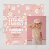 Invitation C'est Parti pour une Soirée Groovy Daisy Rainbow A (Devant / Derrière)