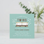 Invitation C'est plus amusant avec le Baby shower Twins (Debout devant)