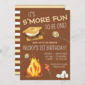 Invitation C'est plus amusant d'être UN ! S'mores fête d'anni (Devant / Derrière)