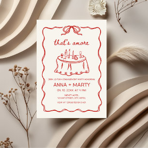 Invitation C'est plus illustré à la main Red Engagement Party