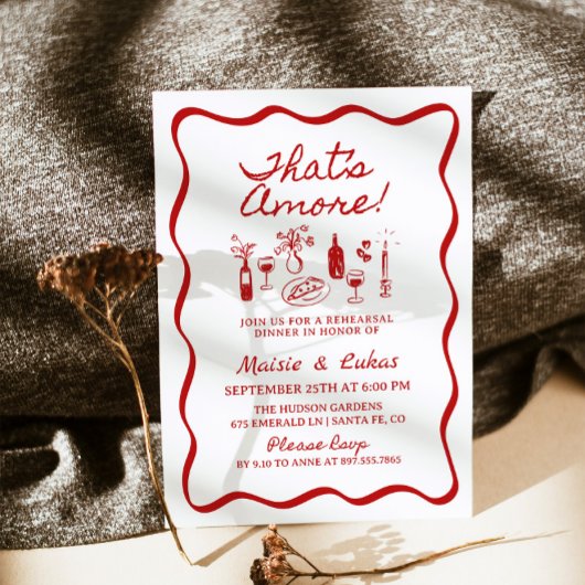Invitation C'est plus italien Dîner de répétition d'illustrat