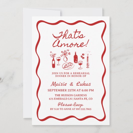 Invitation C'est plus italien Dîner de répétition d'illustrat (Devant)