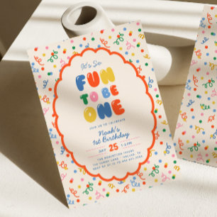 Invitation C'est si amusant d'être Confettis ludiques pour