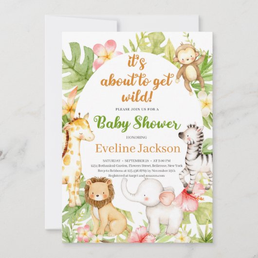 Invitation C'est sur le point d'obtenir Wild Baby shower Invi (Devant)