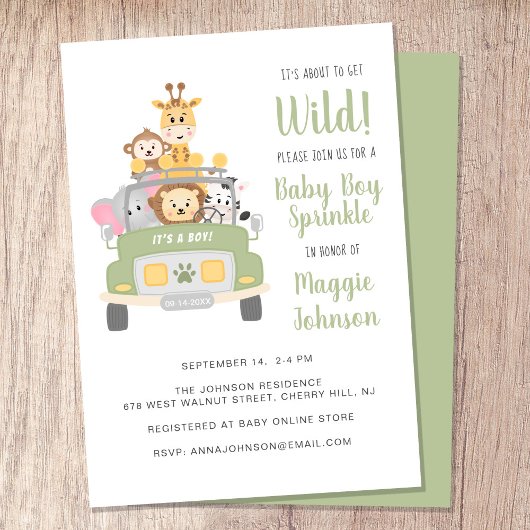 Invitation C'est sur le point d'obtenir Wild Safari Baby Boy 