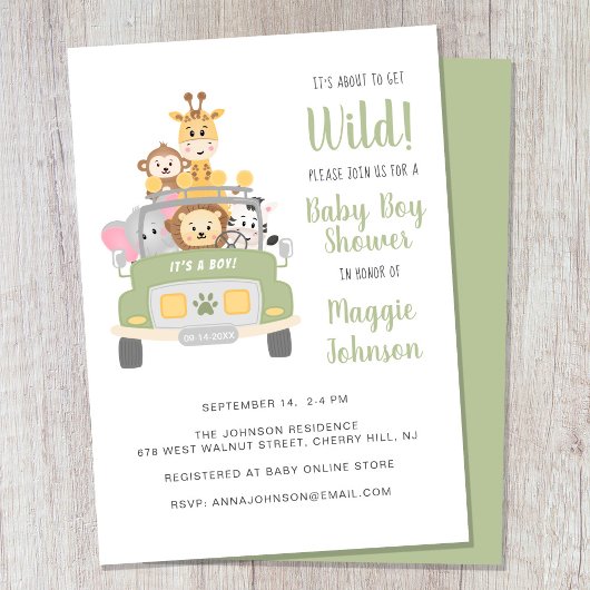 Invitation C'est sur le point d'obtenir Wild Safari Baby Boy