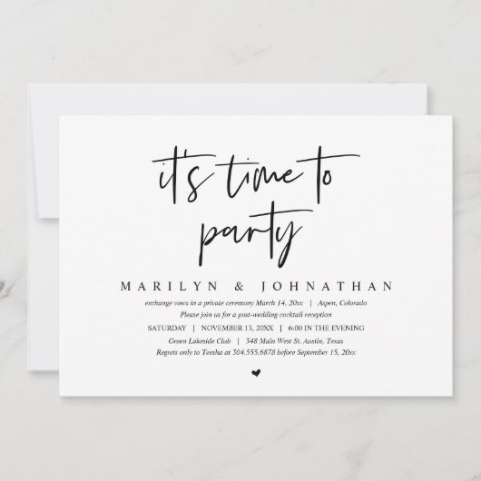 Invitation C'est temps de faire la fête, Cérémonie de mariage (Devant)