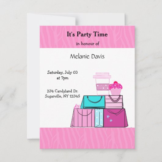 Invitation C'est tout en rose Fête d'anniversaire (Devant)
