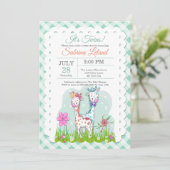 Invitation C'est Twins Adorable Giraffes Baby shower (Debout devant)