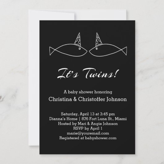 Invitation C'est Twins ! baby shower (Devant)