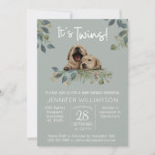 Invitation C'est Twins ! Baby shower chien mignon (Devant)