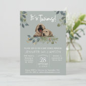 Invitation C'est Twins ! Baby shower chien mignon (Debout devant)
