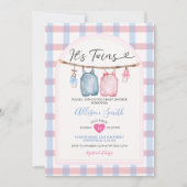 Invitation C'est Twins Bow Clothes Automne En vichy Baby show (Devant)