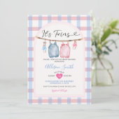 Invitation C'est Twins Bow Clothes Automne En vichy Baby show (Debout devant)