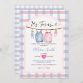 Invitation C'est Twins Bow Clothes Automne En vichy Baby show (Devant / Derrière)