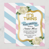 Invitation C'est Twins Boy & Girl Baby shower Pink Blue Invit (Devant / Derrière)