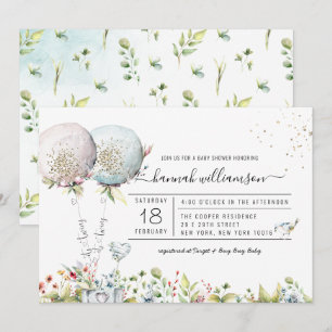 Invitation C'est Twins Boy Girl Balloon Baby shower Invitatio
