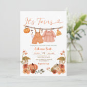 Invitation C'est Twins Citrouille Baby shower Clothesline Flo (Debout devant)