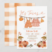 Invitation C'est Twins Citrouille Baby shower Clothesline Flo (Devant / Derrière)