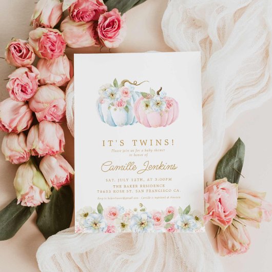 Invitation C'est Twins Fall Girl and Boy Baby shower