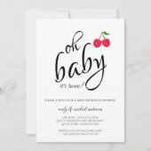 Invitation C'est Twins Typographie moderne Cherry Baby shower (Devant)
