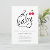 Invitation C'est Twins Typographie moderne Cherry Baby shower (Debout devant)