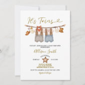 Invitation C'est Twins Western Cowboy Baby shower (Devant)
