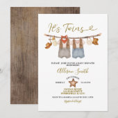 Invitation C'est Twins Western Cowboy Baby shower (Devant / Derrière)