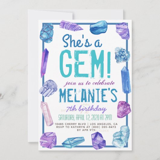 Invitation C'est un anniversaire de Gem Geology Rock (Devant)