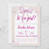 Invitation C'est un arc d'aquarelle fille, baby shower minima (Devant)