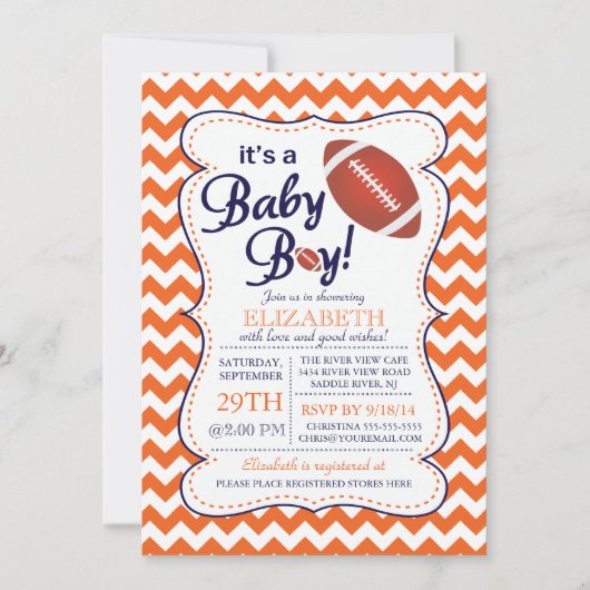 Invitation C'est un Baby Boy Football Baby shower Invitatatio (Devant)