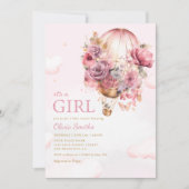 Invitation C'est un Baby shower à bulles florales roses pour  (Devant)