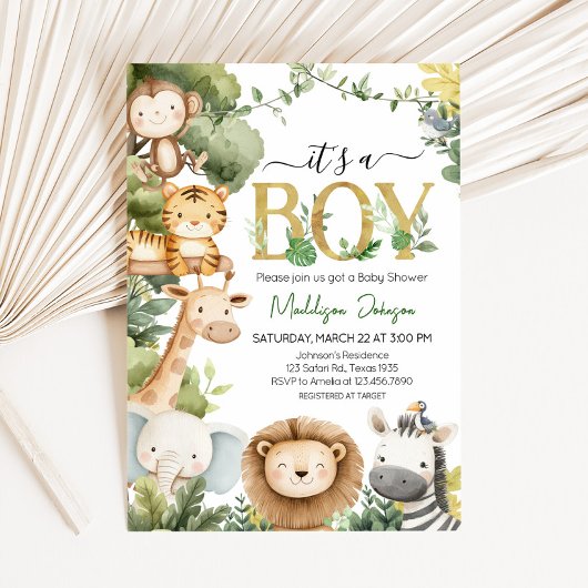Invitation C'est un Baby shower animal de Safari de la Jungle