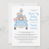 Invitation C'est un Baby shower bleu de Boy Drive By Animal S (Devant)