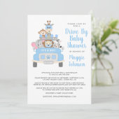 Invitation C'est un Baby shower bleu de Boy Drive By Animal S (Debout devant)