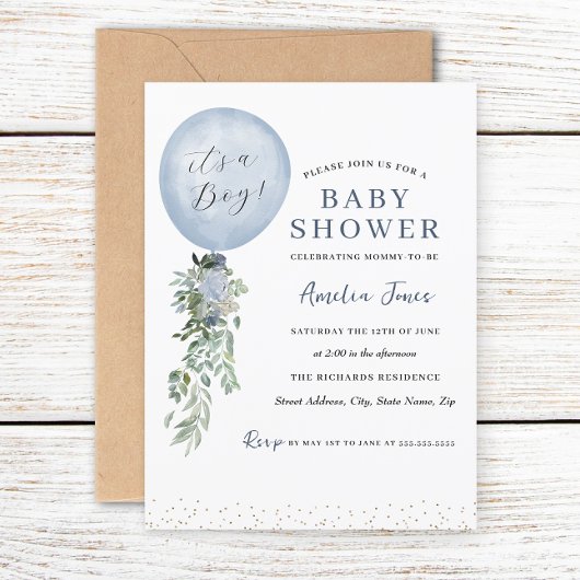 Invitation C'est un Baby shower Bleu Garçon