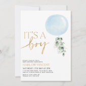Invitation C'est un Baby shower Bleu Garçon (Devant)