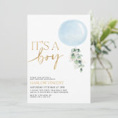 Invitation C'est un Baby shower Bleu Garçon (Debout devant)