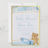 Invitation C'est un Baby shower Boy Blue Gold (Devant)
