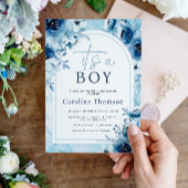 Invitation C'est un Baby shower Boy Blue Watercolor