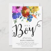 Invitation C'est un Baby shower Boy Bright & Bold Florals (Devant)